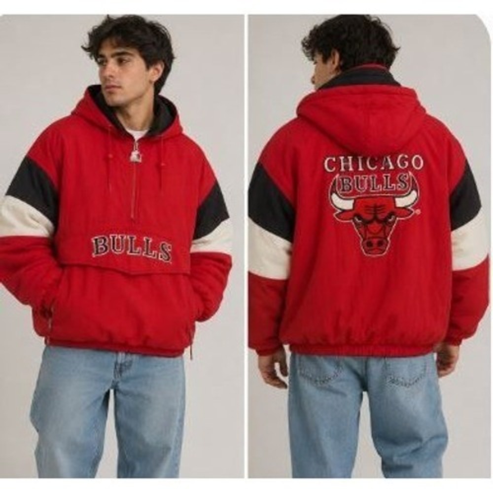 Starter Chicago Bulls Jacket Large Red Vintage 90s NBA Anorak Gorpcore Hip Hop